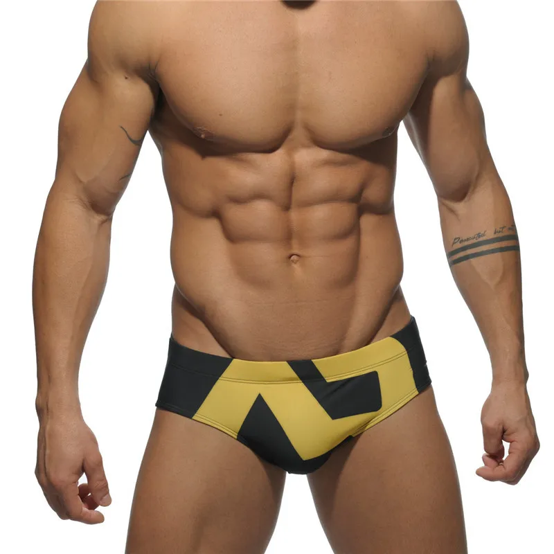 2025 Spot Men's Swimsuit Triangle Cup Swimsuit Low Waist Swimsuit Ultra Fine Nylon Printed Shorts ADS045