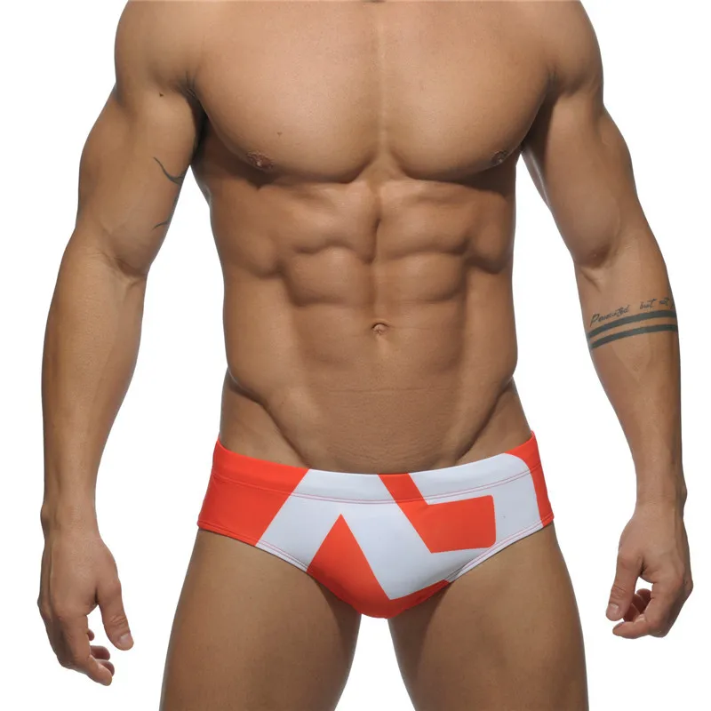 2025 Spot Men's Swimsuit Triangle Cup Swimsuit Low Waist Swimsuit Ultra Fine Nylon Printed Shorts ADS045