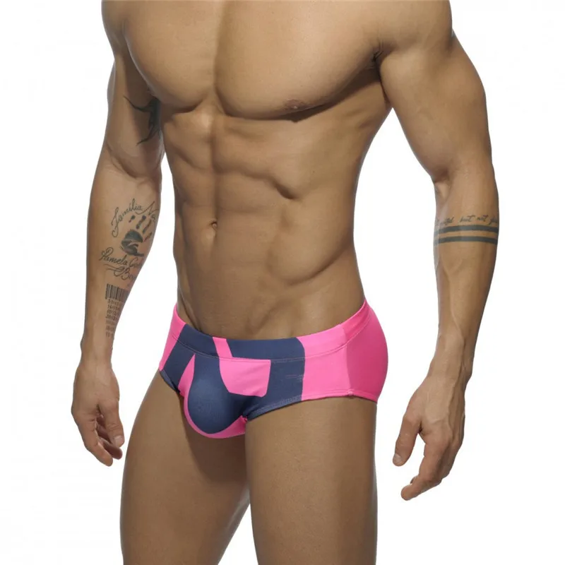 2025 Spot Men's Swimsuit Triangle Cup Swimsuit Low Waist Swimsuit Ultra Fine Nylon Printed Shorts ADS045