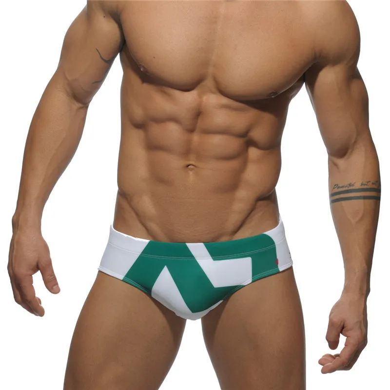 2025 Spot Men's Swimsuit Triangle Cup Swimsuit Low Waist Swimsuit Ultra Fine Nylon Printed Shorts ADS045