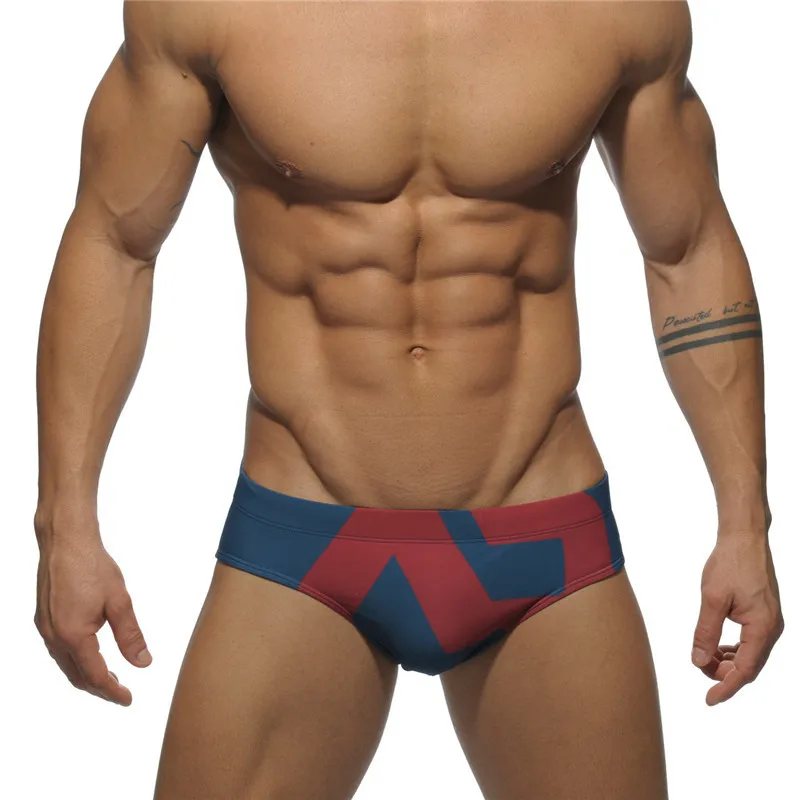 2025 Spot Men's Swimsuit Triangle Cup Swimsuit Low Waist Swimsuit Ultra Fine Nylon Printed Shorts ADS045