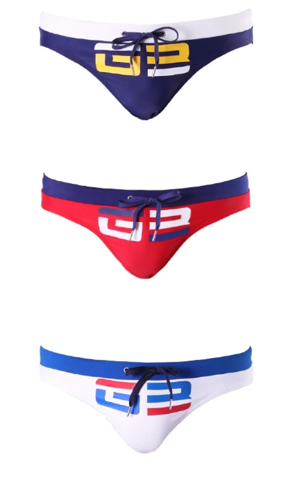 Men's color matching printed triangle swimming trunks fashion catwalk beach triangle swimming trunks hot spring pants men UXHG3
