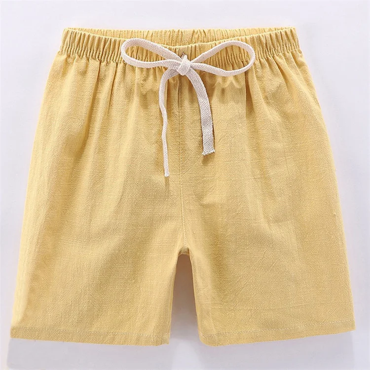 2-10Y Children's Shorts For Boys Girls Cotton Linen Summer Thin Breathable Elastic Waist Beach Sport Short Pants Loose Kids Pant
