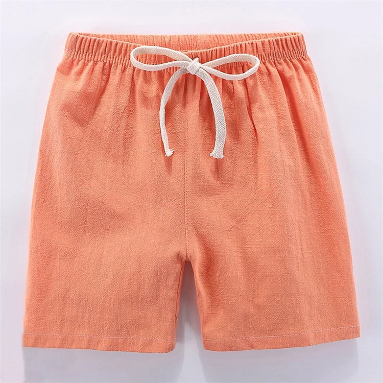 2-10Y Children's Shorts For Boys Girls Cotton Linen Summer Thin Breathable Elastic Waist Beach Sport Short Pants Loose Kids Pant