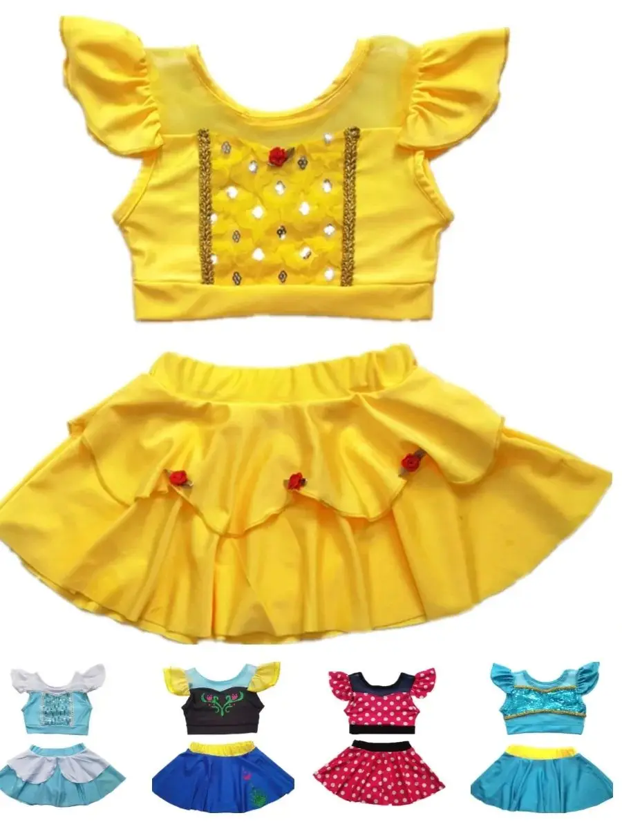 Princess Girl Swimsuits Cute Design Kids Beach Wear Size 100-150 Children Summer Swimwear