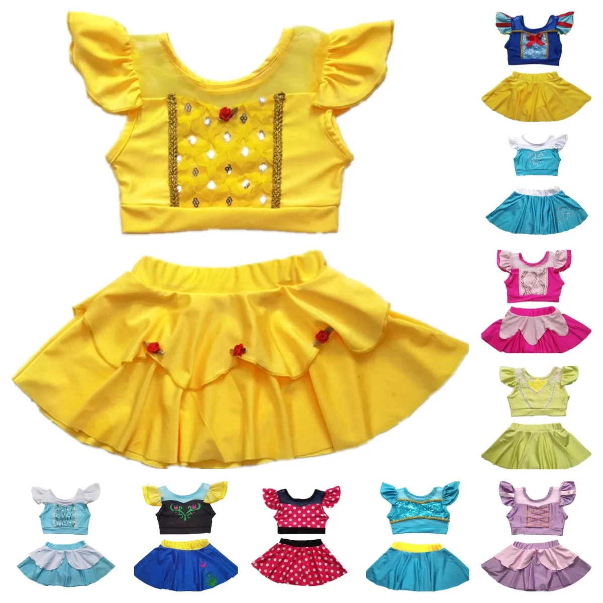 Princess Girl Swimsuits Cute Design Kids Beach Wear Size 100-150 Children Summer Swimwear