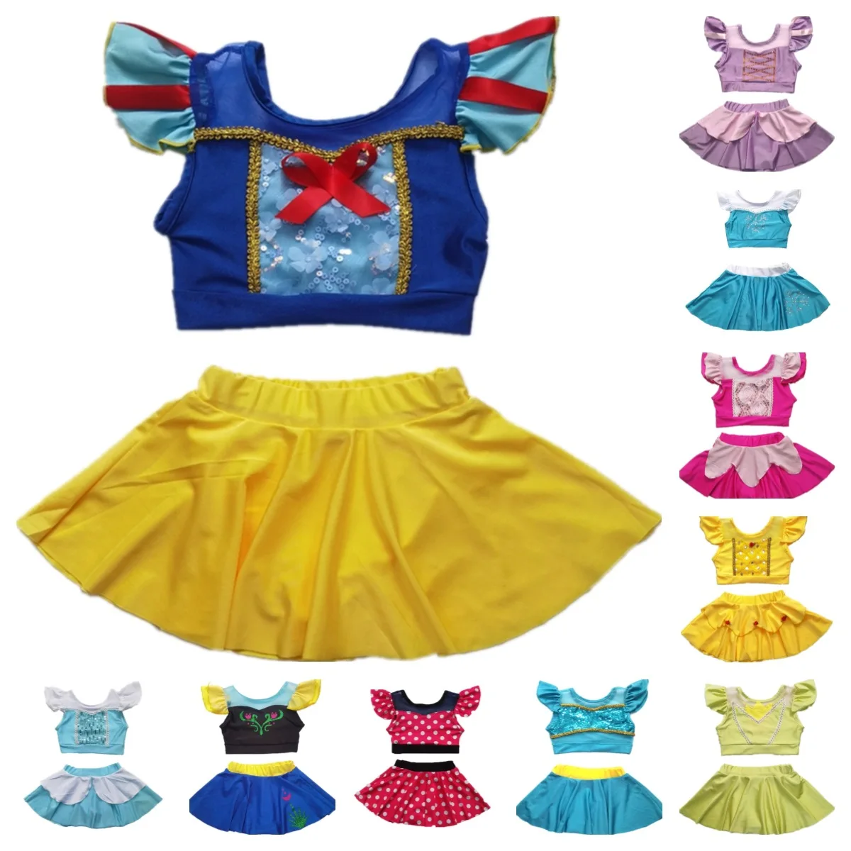 Princess Girl Swimsuits Cute Design Kids Beach Wear Size 100-150 Children Summer Swimwear