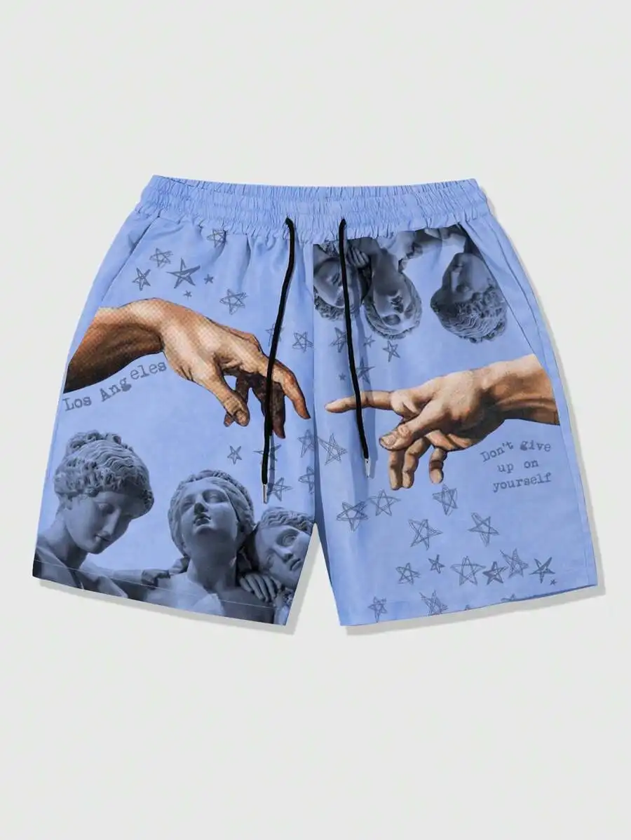 Men's casual 3D printed shorts, summer new men's beach shorts, lightweight and breathable fashionable shorts
