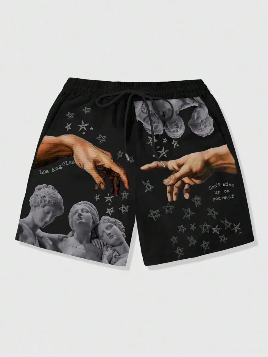 Men's casual 3D printed shorts, summer new men's beach shorts, lightweight and breathable fashionable shorts