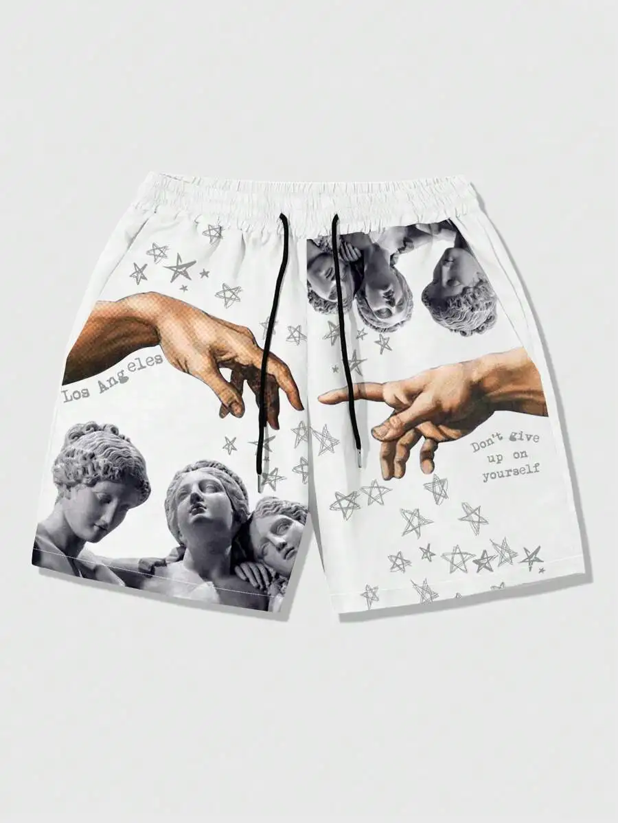 Men's casual 3D printed shorts, summer new men's beach shorts, lightweight and breathable fashionable shorts