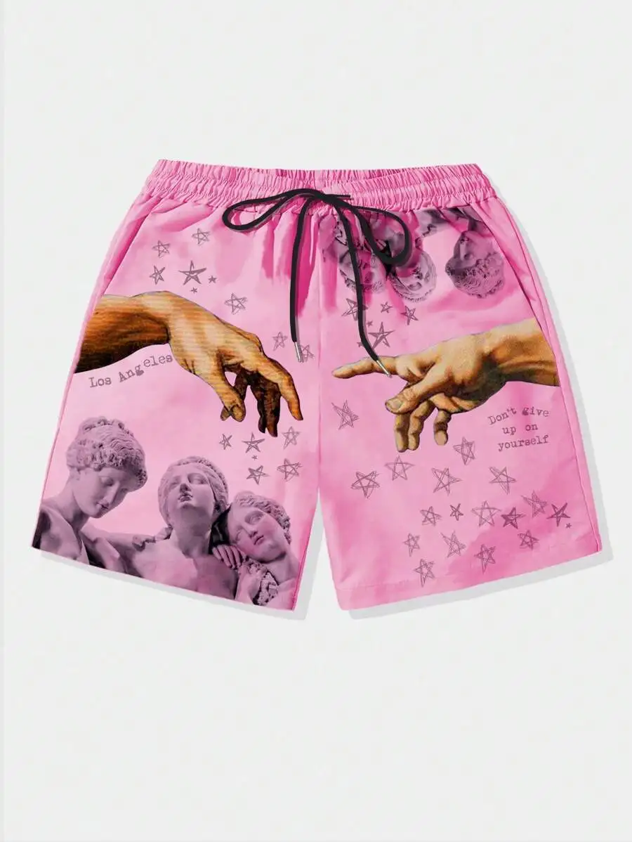 Men's casual 3D printed shorts, summer new men's beach shorts, lightweight and breathable fashionable shorts
