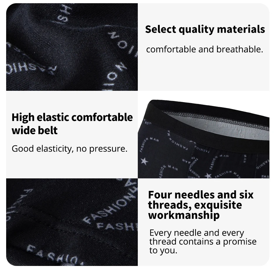4 Pack European and American Size MEN'S Printed Fashion Boyshort Comfortable MEN'S Waist Plus Size Underwear Sexy Swimming Trunk