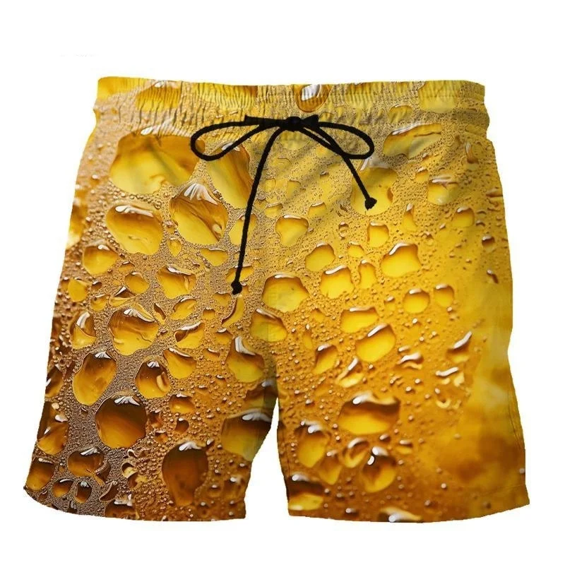 3D Print Funny Beer Beach Shorts For Men Hip Hop Cool Oversized Short Pants Summer Fashion Casual Swim Trunks Male Clothing