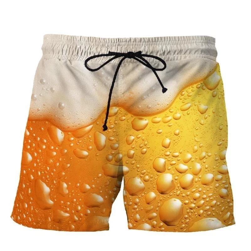3D Print Funny Beer Beach Shorts For Men Hip Hop Cool Oversized Short Pants Summer Fashion Casual Swim Trunks Male Clothing