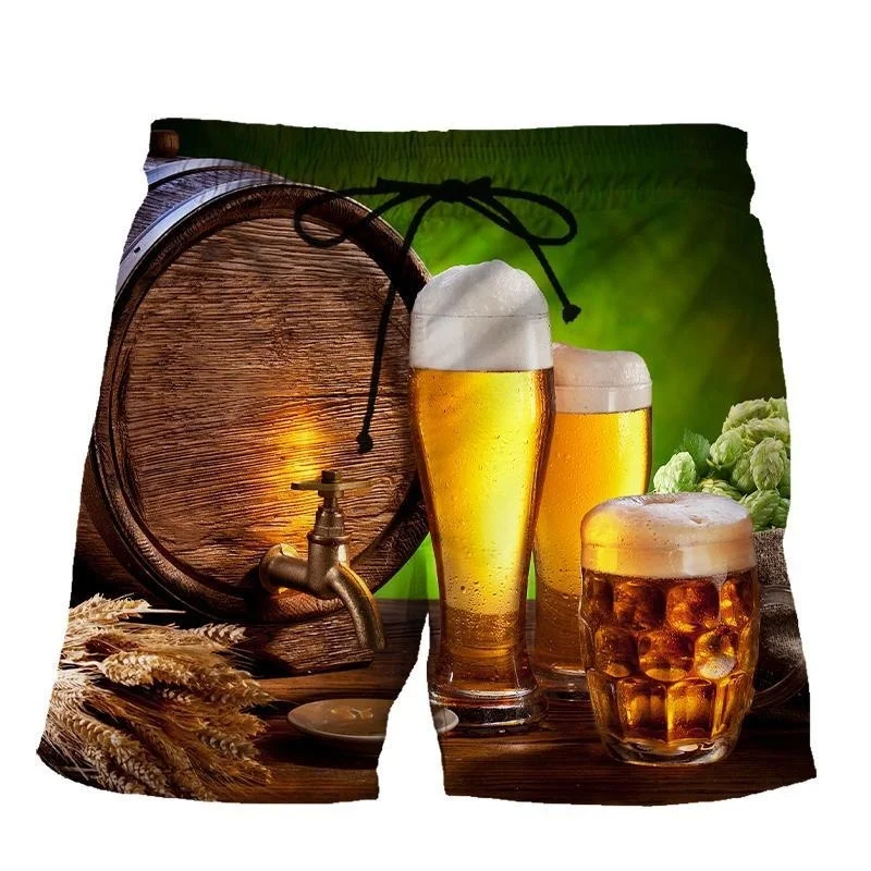 3D Print Funny Beer Beach Shorts For Men Hip Hop Cool Oversized Short Pants Summer Fashion Casual Swim Trunks Male Clothing