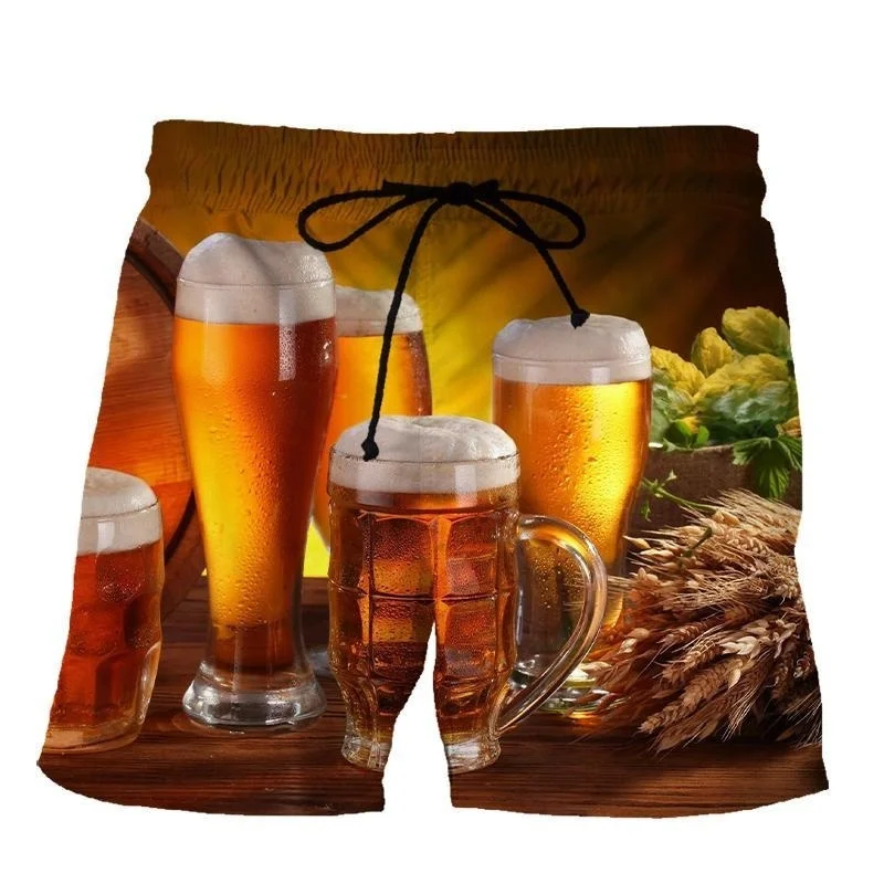 3D Print Funny Beer Beach Shorts For Men Hip Hop Cool Oversized Short Pants Summer Fashion Casual Swim Trunks Male Clothing
