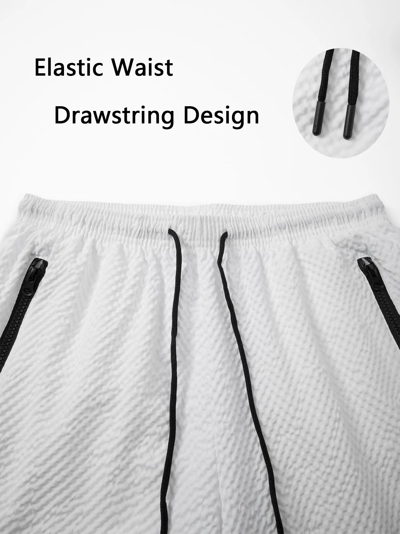Men's Bubble Grid Beach Shorts Quick Dry Swim Trunks Zipper Pockets Elastic Waist Holiday Patch Casual Summer Board Shorts