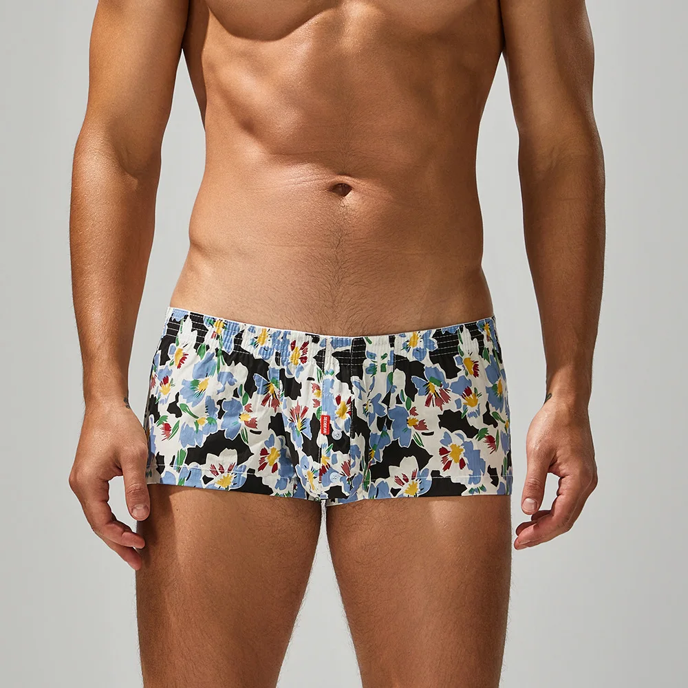 New printed fashionable fresh natural wind men's pure cotton men's cross-border flat pants 250503