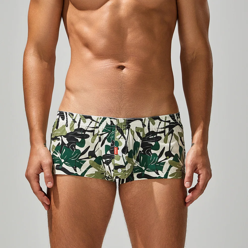 New printed fashionable fresh natural wind men's pure cotton men's cross-border flat pants 250503