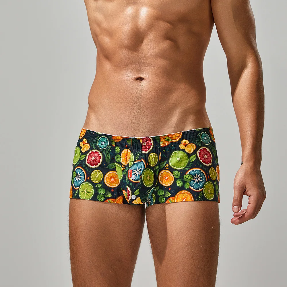 New printed fashionable fresh natural wind men's pure cotton men's cross-border flat pants 250503