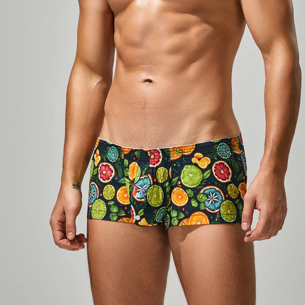 New printed fashionable fresh natural wind men's pure cotton men's cross-border flat pants 250503
