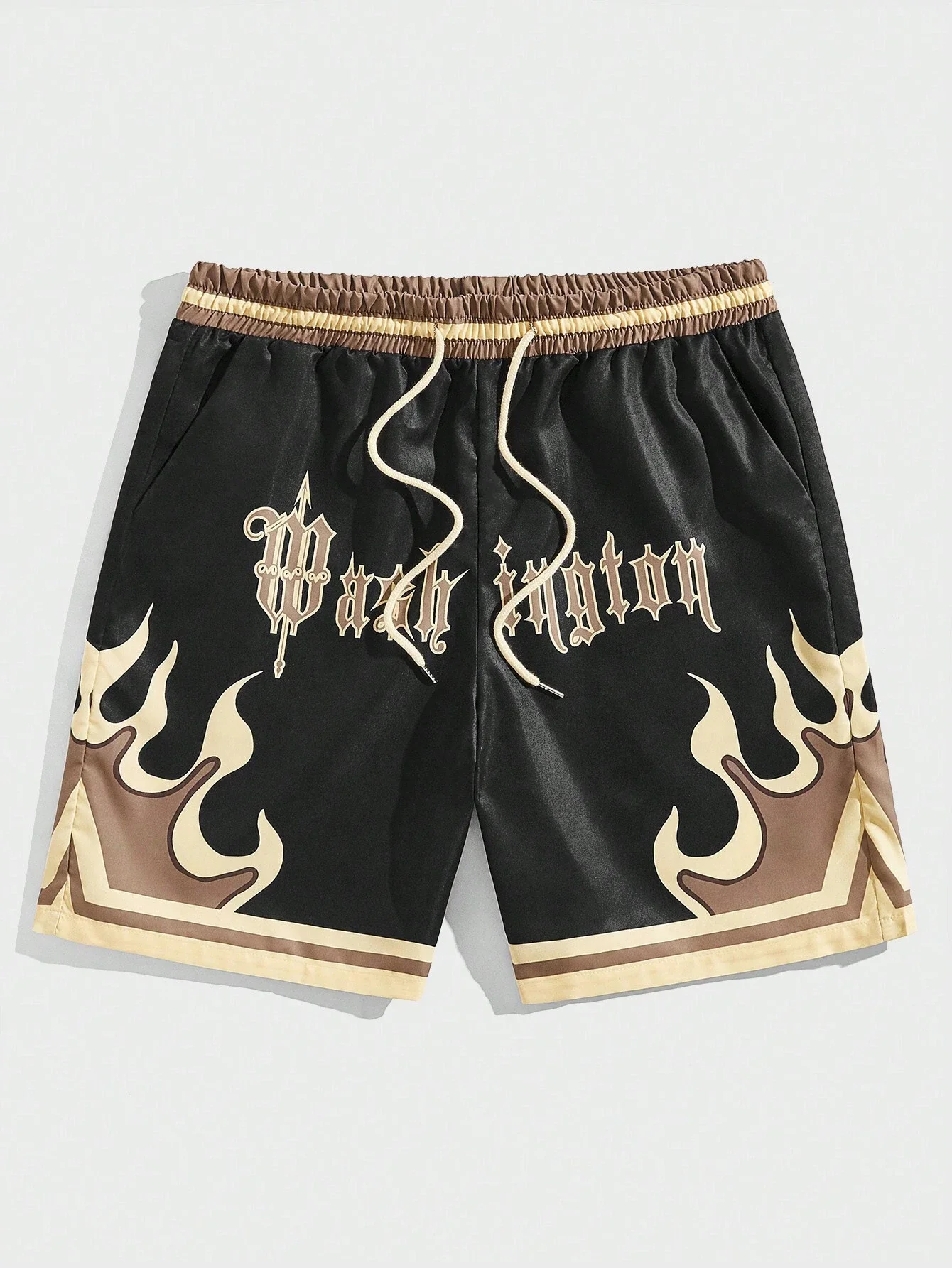 Premium 3D Printed Men's Hawaiian Shorts - Ultra Casual Flame Pattern for Summer Vacation and Sport Fashion