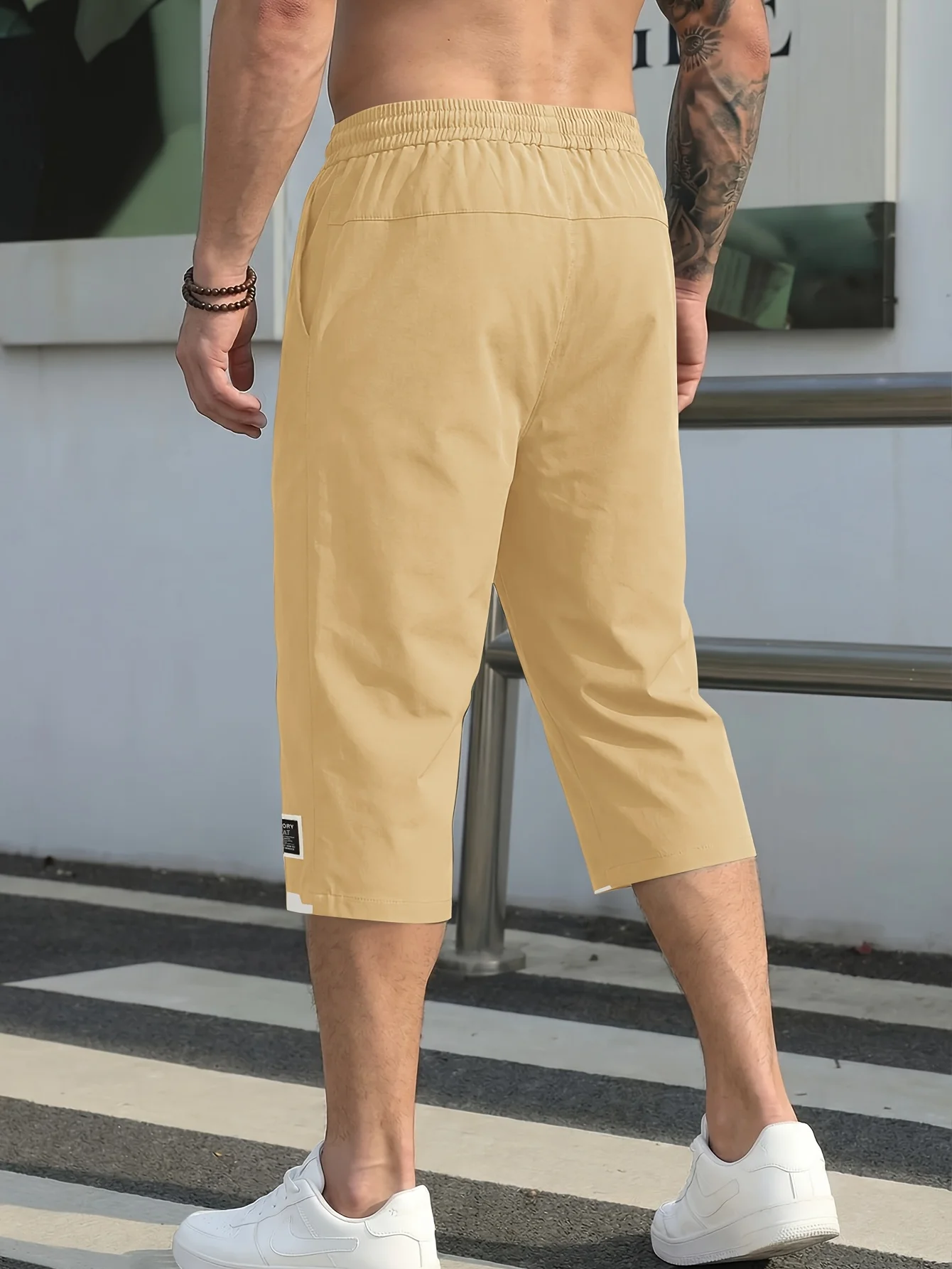 Men's Shorts Summer Black Casual Drawstring Cropped Pants Vacation Loose Cargo Man Clothes Sweatsuit Running Tennis Basketball