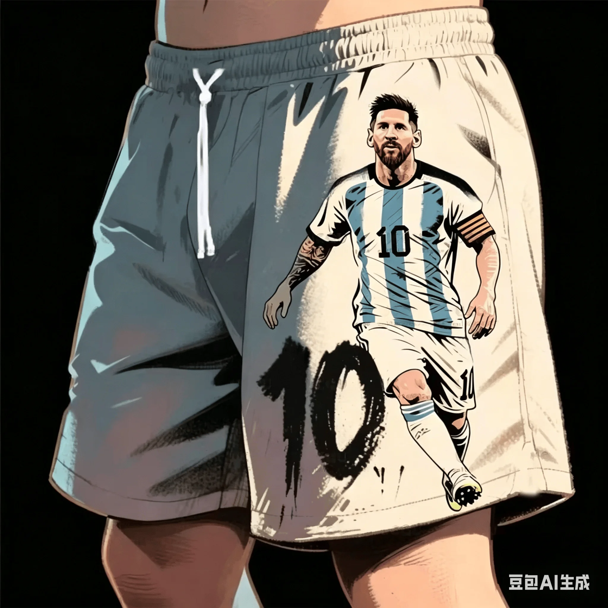 Adult and Children's Messi Quick-dry 3D Printed Soccer Fan Beach Holiday Sports Casual Pants, Fans Ecstatic