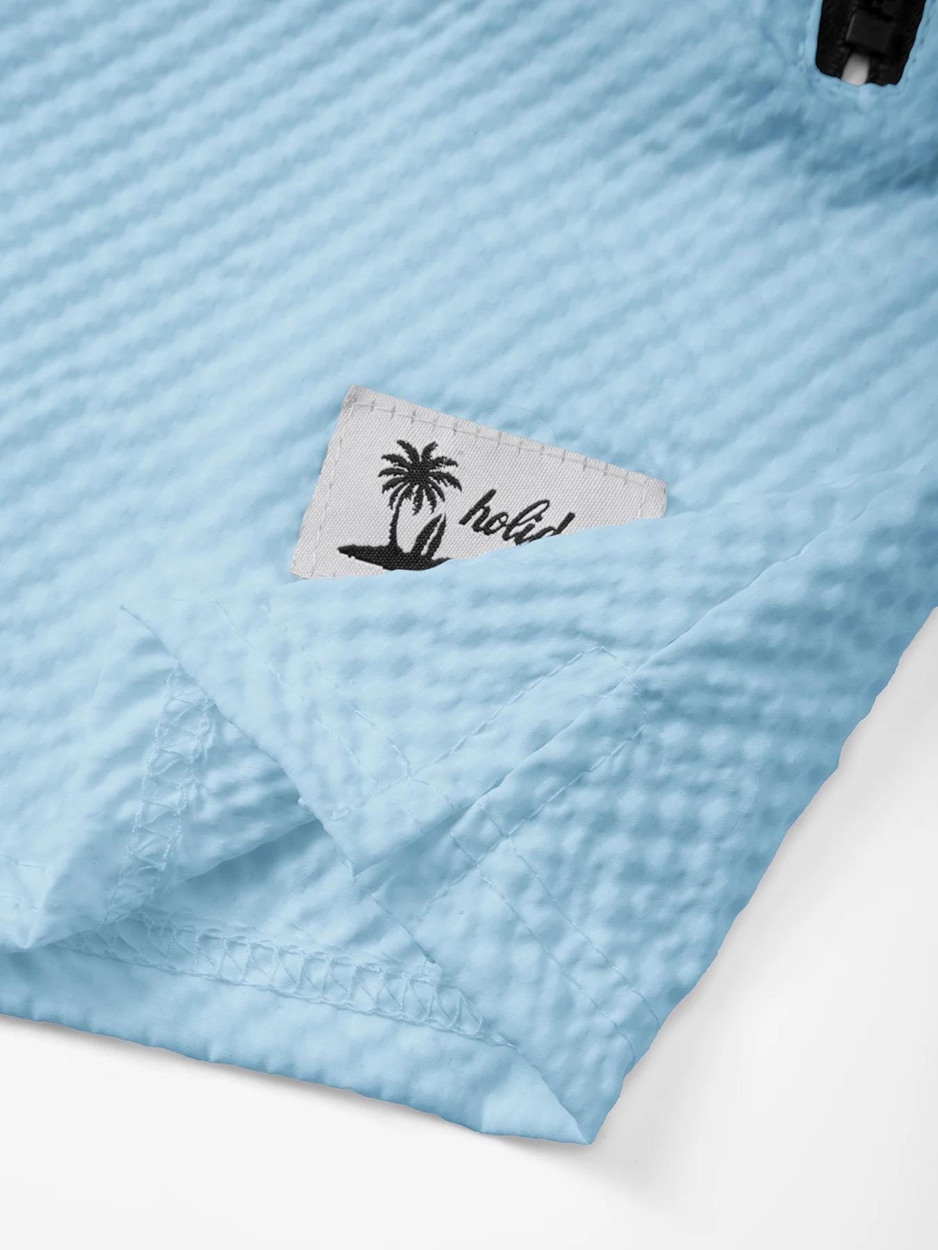 Men's Bubble Grid Swim Trunks Coconut Tree Print Casual Elastic Waist Drawstring Quick Dry Beach Shorts With Zipper Pockets