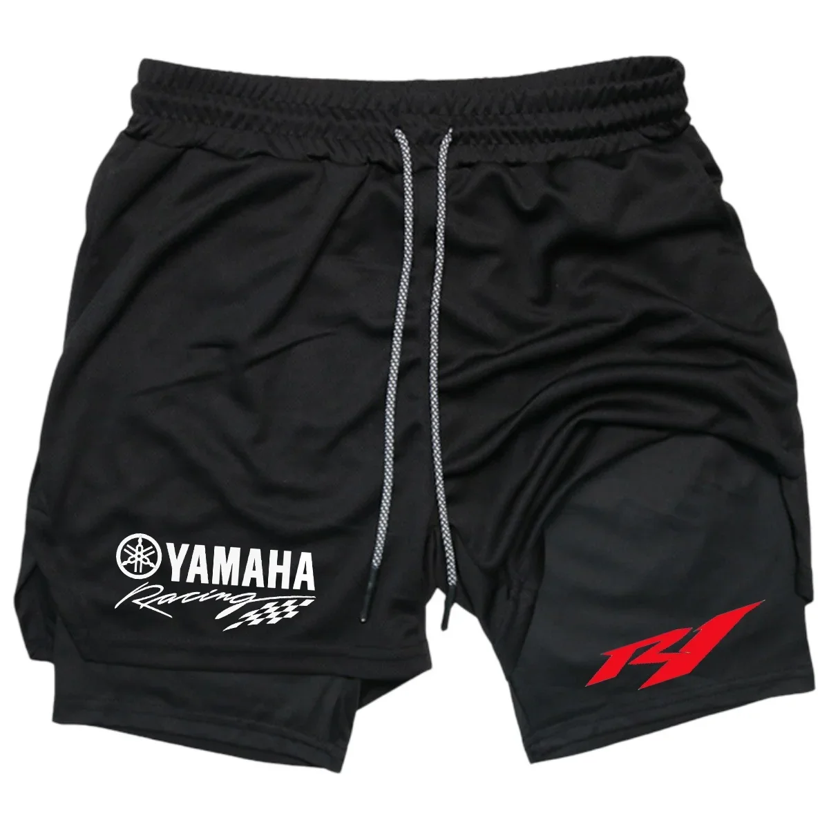 Summer Yamaha Logo Men's Running Shorts 2-in-1 Double-Layer Gym Sportswear Comfortable Breathable Men's Sportswear