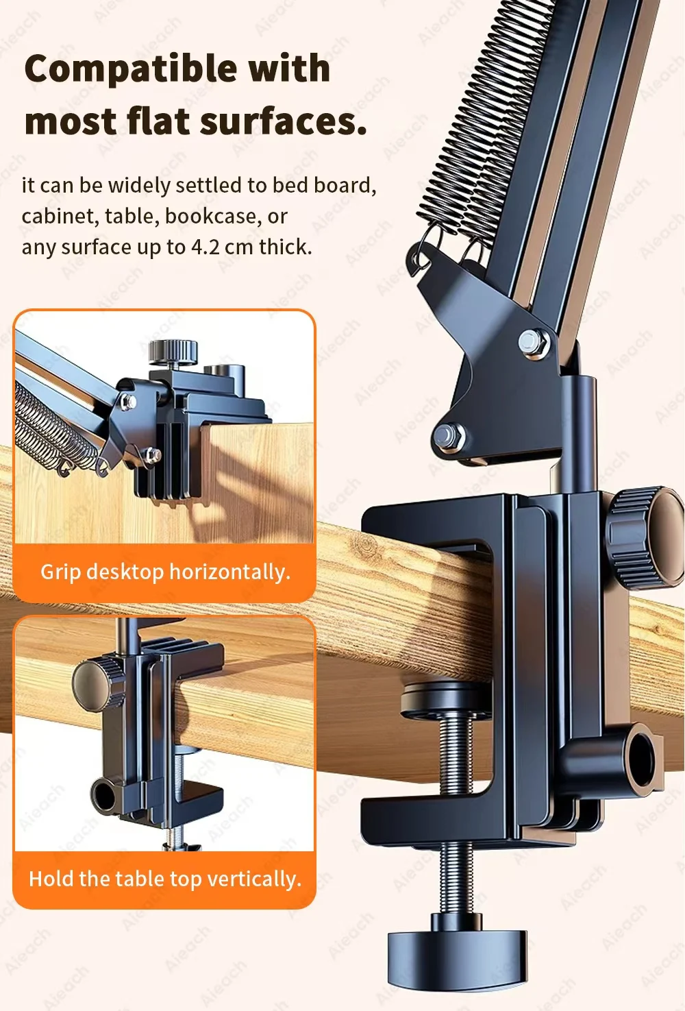 Adjustable Bed Tablet Stand for 4-12.9 Inches Mobile Phones Tablets Aluminum Arm Bed Desk Tablet Mount Support for iPad Mini