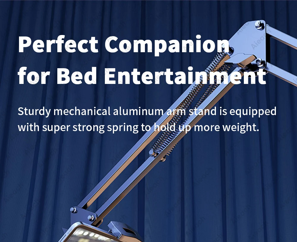 Adjustable Bed Tablet Stand for 4-12.9 Inches Mobile Phones Tablets Aluminum Arm Bed Desk Tablet Mount Support for iPad Mini