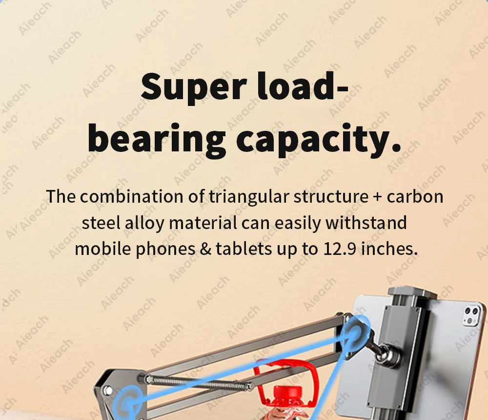 Adjustable Bed Tablet Stand for 4-12.9 Inches Mobile Phones Tablets Aluminum Arm Bed Desk Tablet Mount Support for iPad Mini