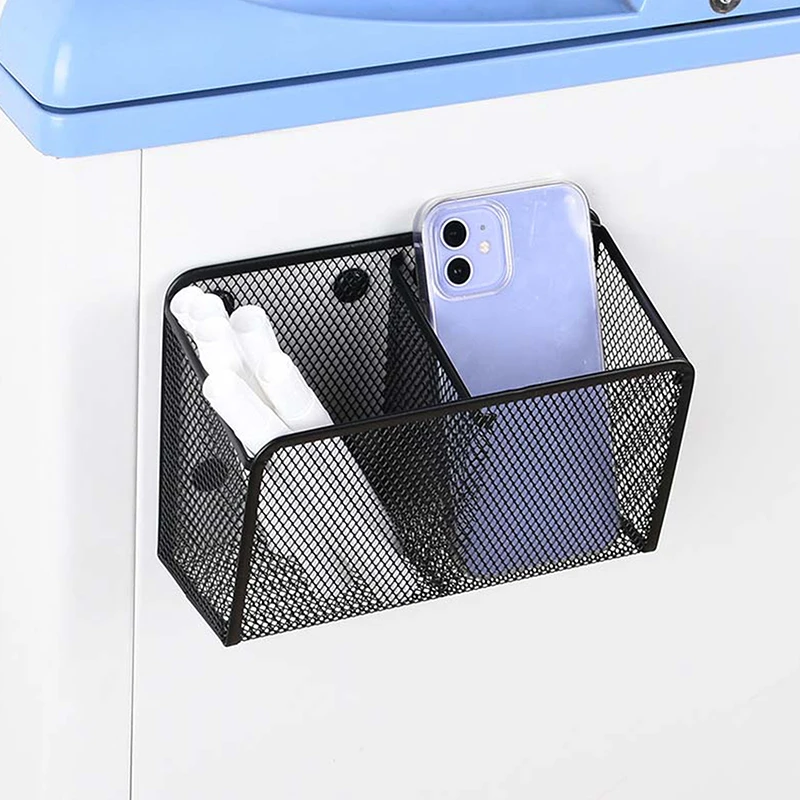 Magnetic Pencil Holder Stationery Storage Mesh Basket Desktop Pen Makeup Brush Container Kitchen Refrigerator Organizer