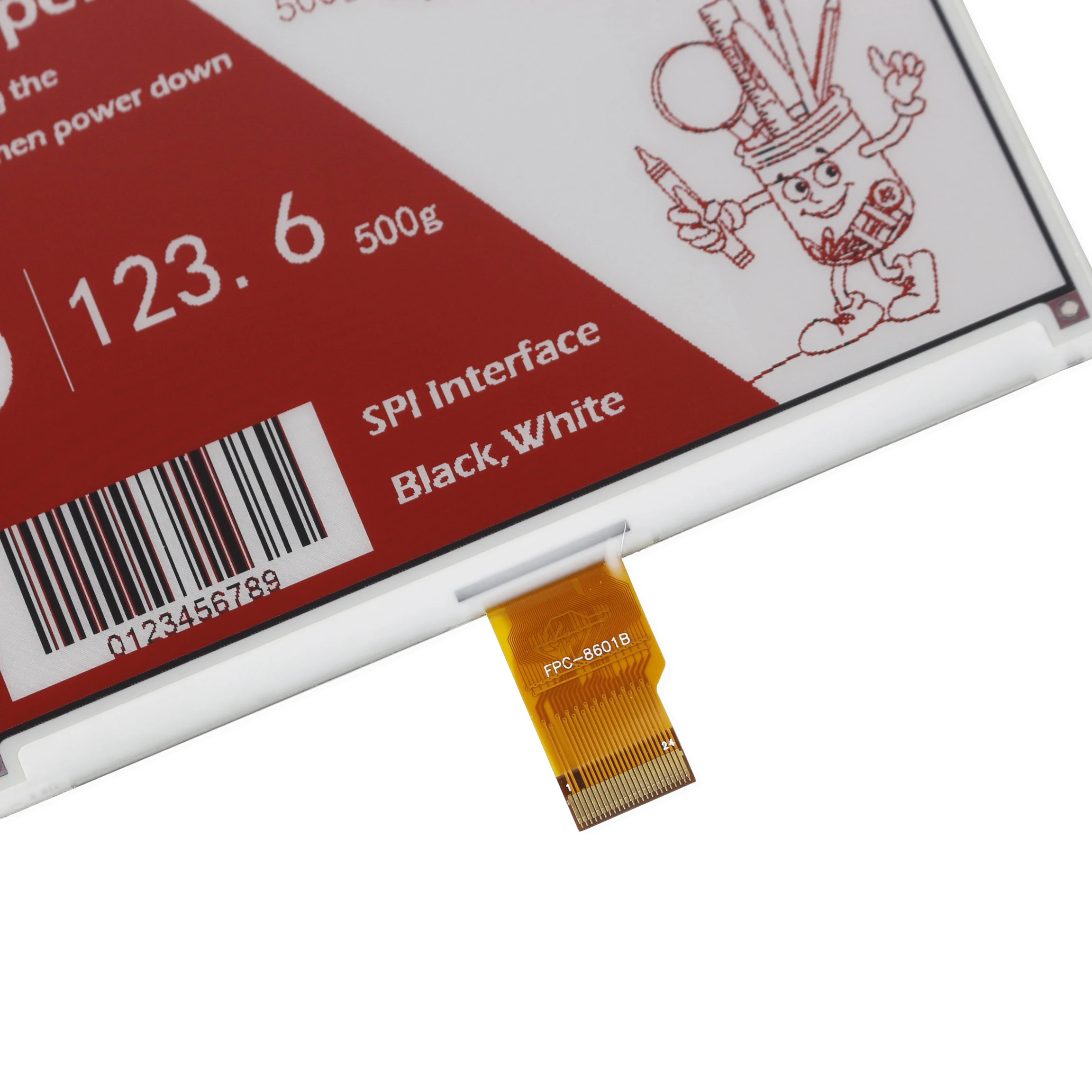 5.83-inch 24Pin e-ink screen 648x480 black, white and red e-paper display Spi interface FPC-8601B