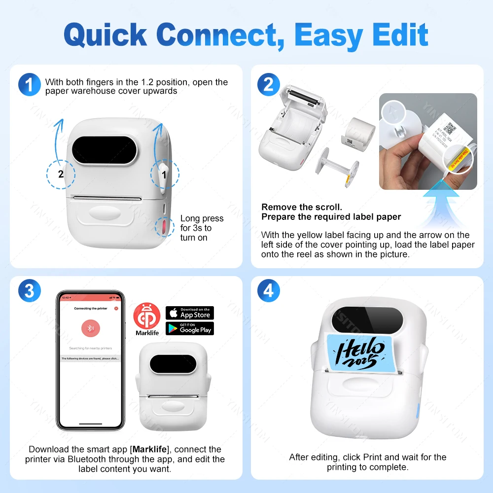 P50 Marklife 20-50mm Thermal Label Printer Protable Bluetooth Wireless Self-Adhesive Printer Tag Price Machine for Office School