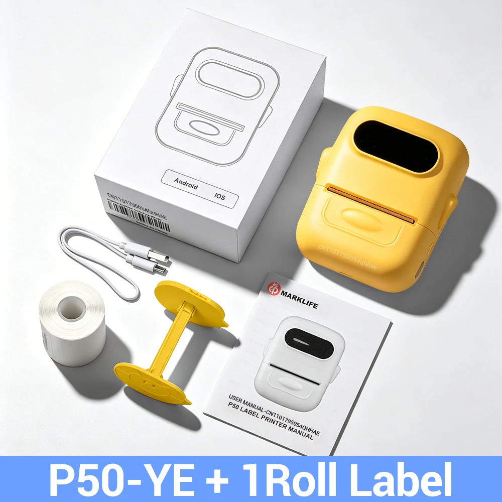 P50 Marklife 20-50mm Thermal Label Printer Protable Bluetooth Wireless Self-Adhesive Printer Tag Price Machine for Office School