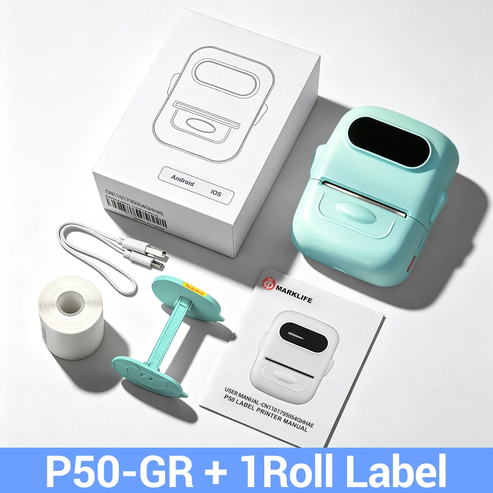 P50 Marklife 20-50mm Thermal Label Printer Protable Bluetooth Wireless Self-Adhesive Printer Tag Price Machine for Office School
