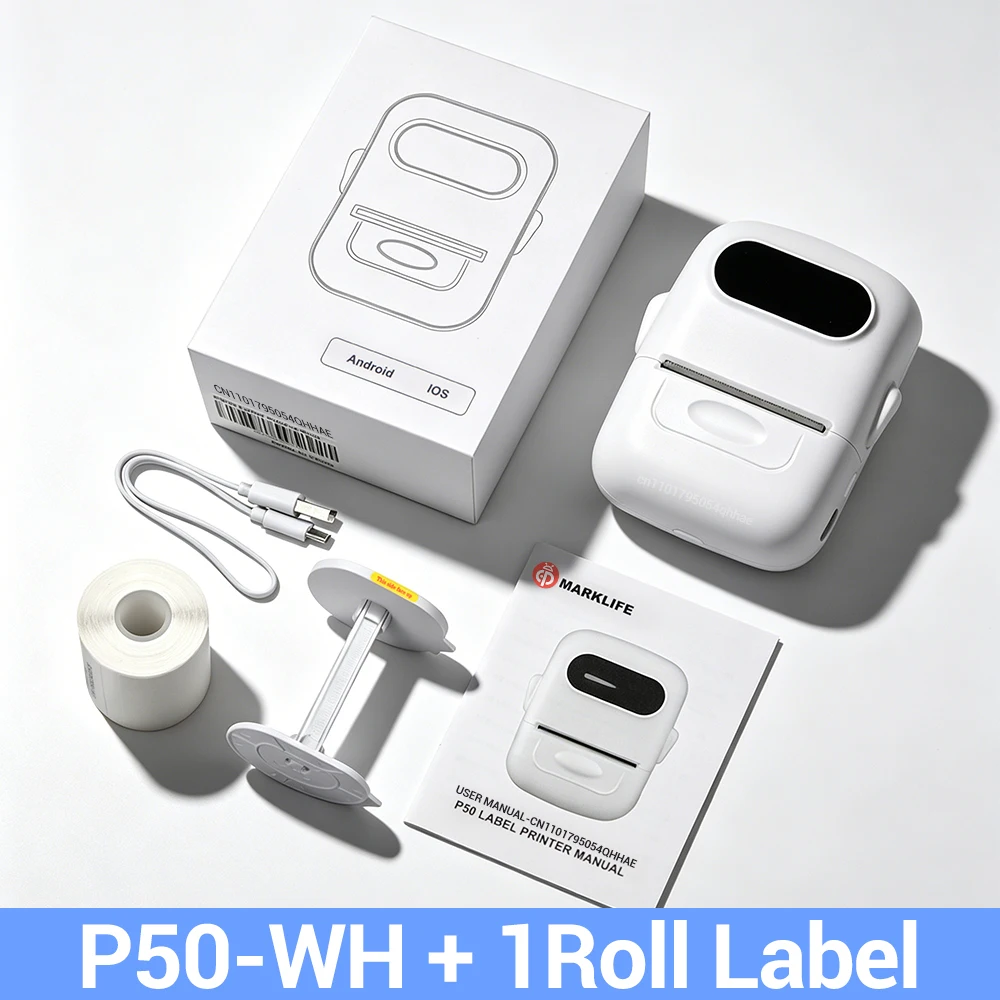 P50 Marklife 20-50mm Thermal Label Printer Protable Bluetooth Wireless Self-Adhesive Printer Tag Price Machine for Office School