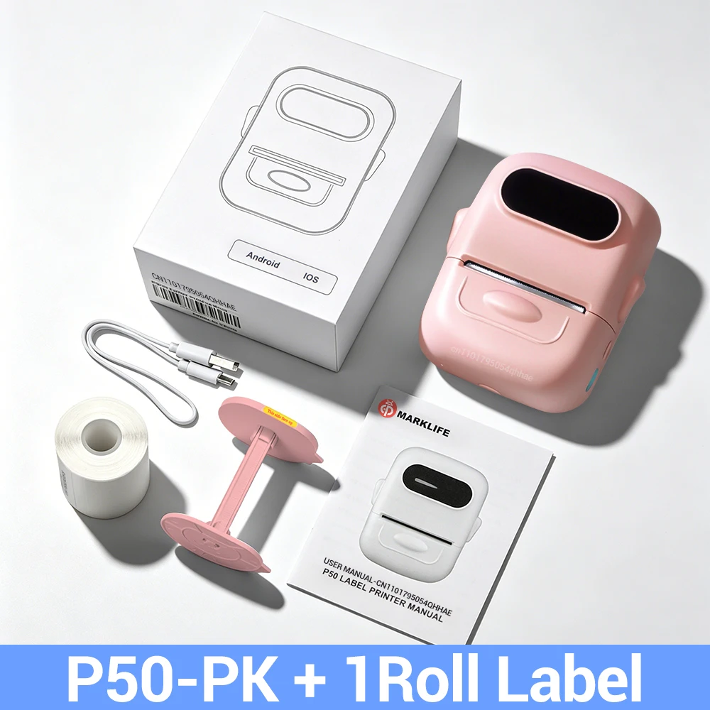 P50 Marklife 20-50mm Thermal Label Printer Protable Bluetooth Wireless Self-Adhesive Printer Tag Price Machine for Office School