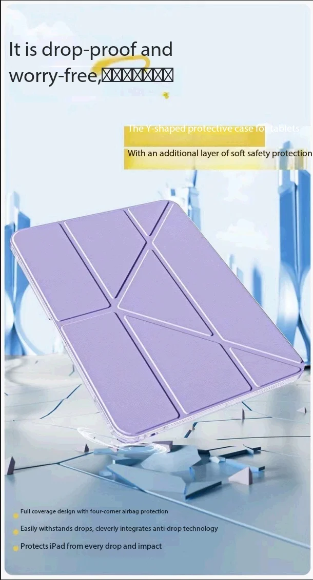 Solid Color Black Purple For iPad Case iPad Pro 11 12.9 13 M4 Air 4 5 6 7 10.9 Mini 7 6 Smart Y Folded Edge Case with Pen Holder