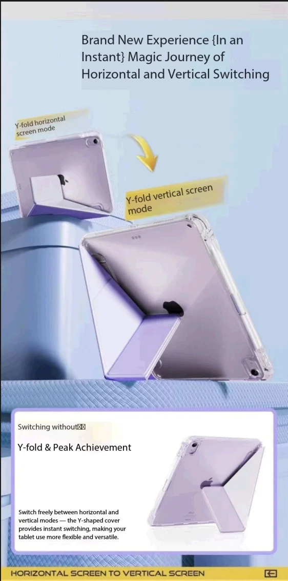 Solid Color Black Purple For iPad Case iPad Pro 11 12.9 13 M4 Air 4 5 6 7 10.9 Mini 7 6 Smart Y Folded Edge Case with Pen Holder