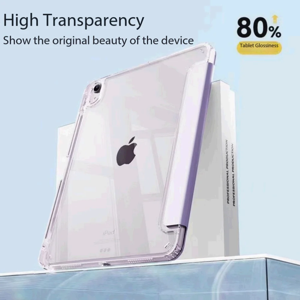Solid Color Black Purple For iPad Case iPad Pro 11 12.9 13 M4 Air 4 5 6 7 10.9 Mini 7 6 Smart Y Folded Edge Case with Pen Holder