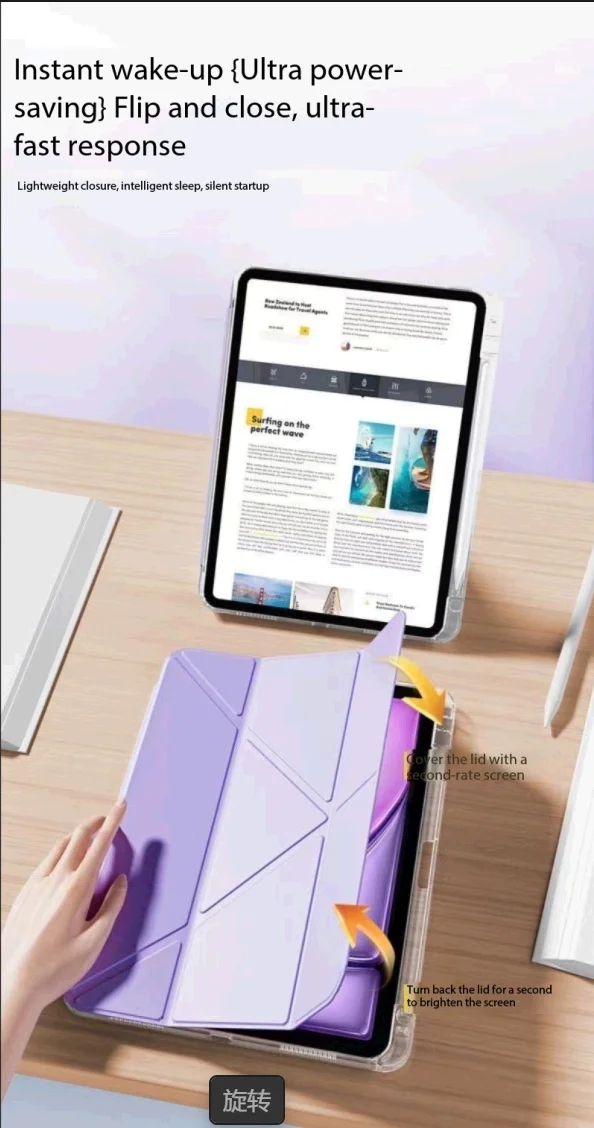 Solid Color Black Purple For iPad Case iPad Pro 11 12.9 13 M4 Air 4 5 6 7 10.9 Mini 7 6 Smart Y Folded Edge Case with Pen Holder