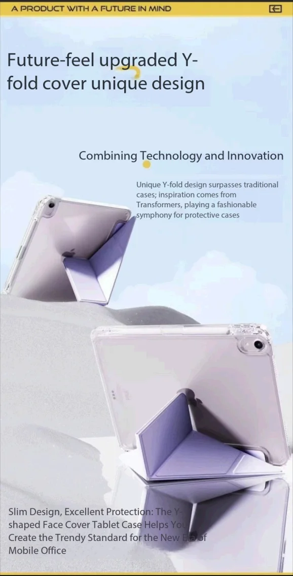 Solid Color Black Purple For iPad Case iPad Pro 11 12.9 13 M4 Air 4 5 6 7 10.9 Mini 7 6 Smart Y Folded Edge Case with Pen Holder