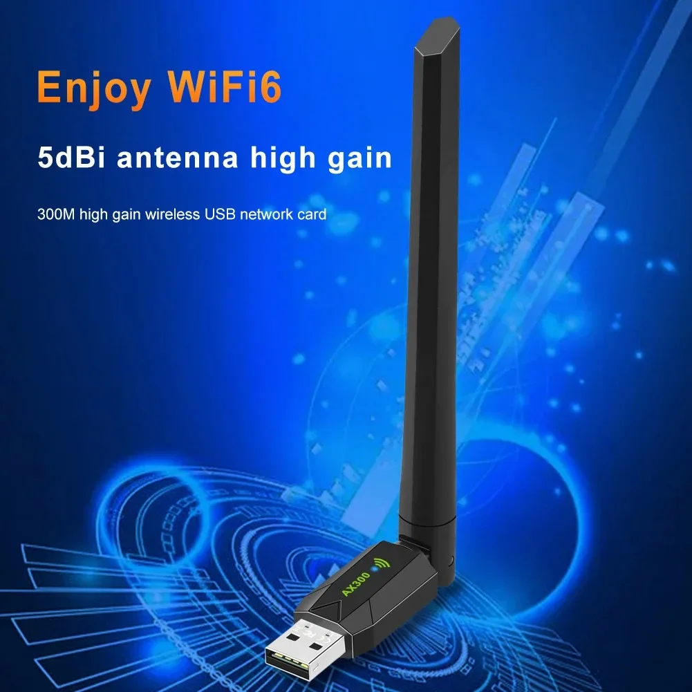 KEBIDUMEI USB WiFi Adapter WIFI6 AX900/AX300 802.11AX Wireless Network Card 2.4G 5G Bluetooth 5.4 Receiver 900Mbps For PC/Laptop