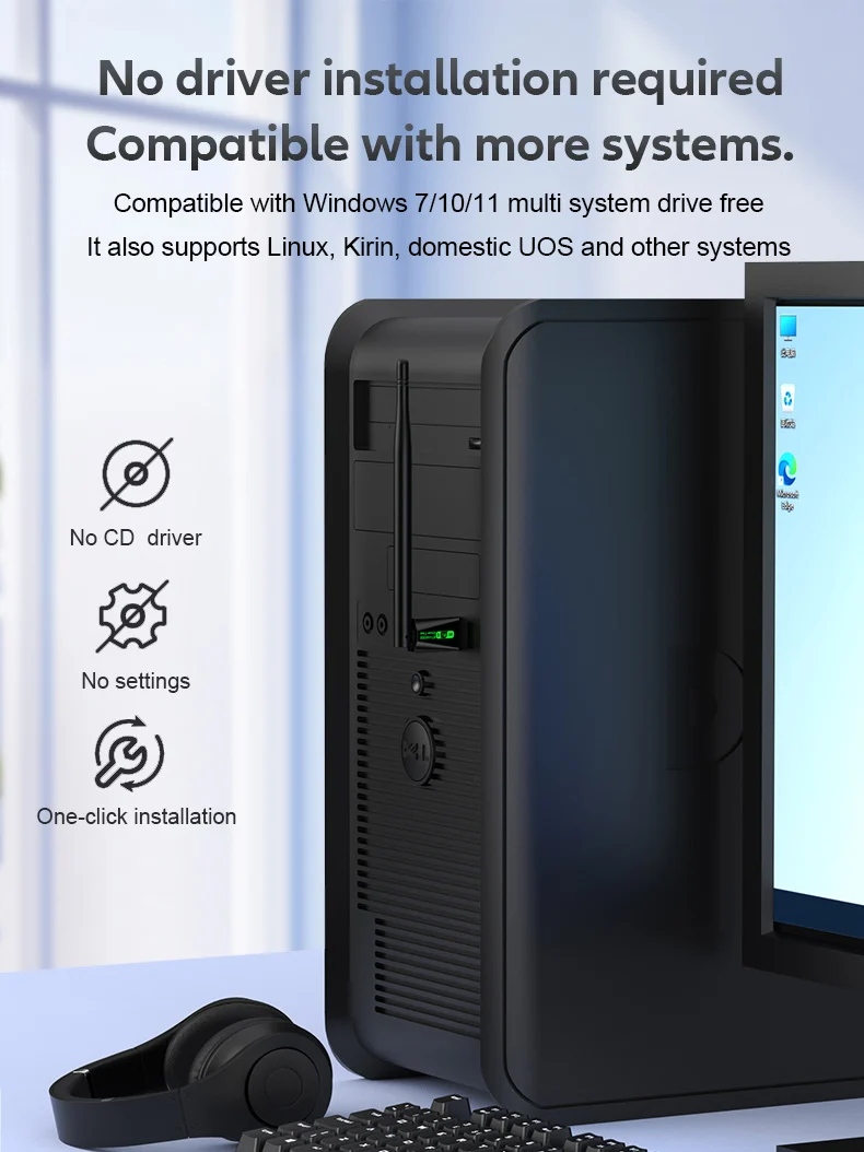 KEBIDUMEI USB WiFi Adapter WIFI6 AX900/AX300 802.11AX Wireless Network Card 2.4G 5G Bluetooth 5.4 Receiver 900Mbps For PC/Laptop