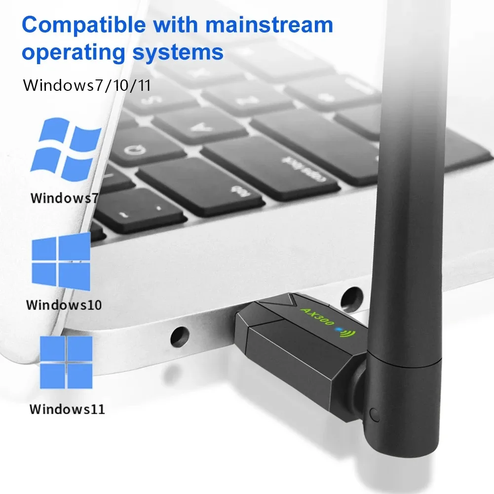 KEBIDUMEI USB WiFi Adapter WIFI6 AX900/AX300 802.11AX Wireless Network Card 2.4G 5G Bluetooth 5.4 Receiver 900Mbps For PC/Laptop