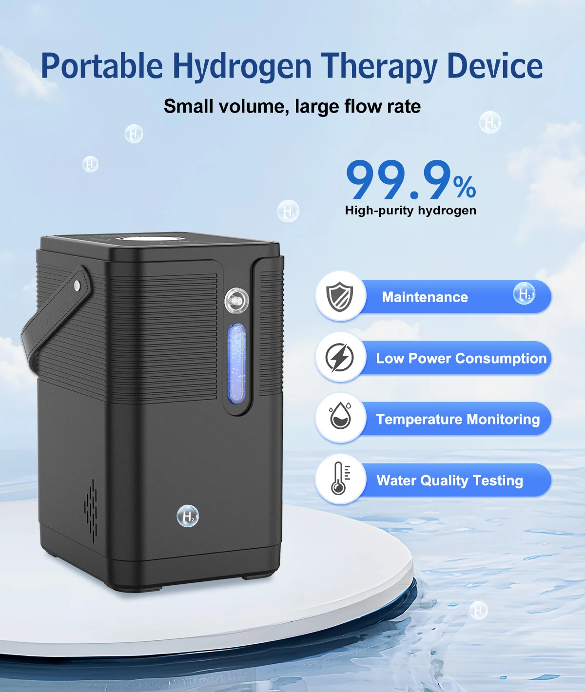 Suyzeko H2 Inhaler 200ML:Pure Hydrogen Water Generator Wodoru,Inhalator Wodorowy,Home Care Wellness,Free Portable Carry Bag