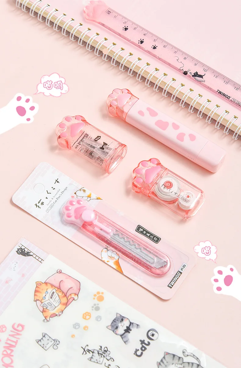 Cute Cat Paw Plastic Straight Rulers Kawaii School Office Supplies Planner Accessories Student Prize Kawaii Stationery